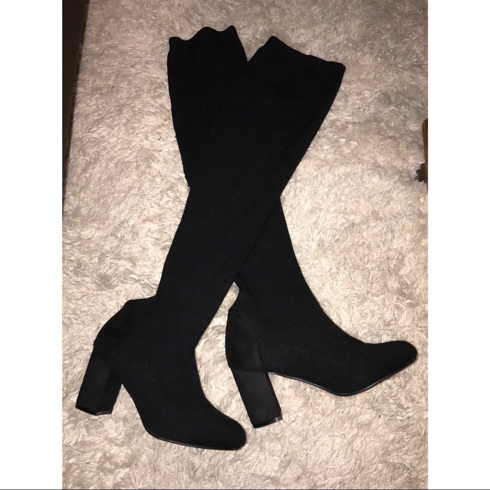 Stretchy black thigh high boots sz 8.5!